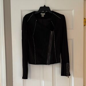 Asymmetric Black Jacket with Studded Detail